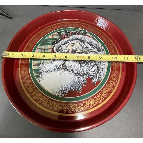 Vintage 12" Nobel Hall Santa Claus Tin Tray Christmas Holiday Old World Design - Picture 7 of 7